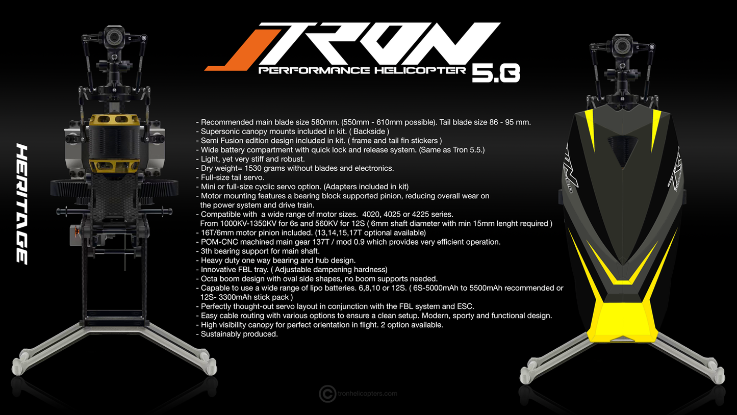 Tron 5.8 Helicopter Kit Neon Orange / Black