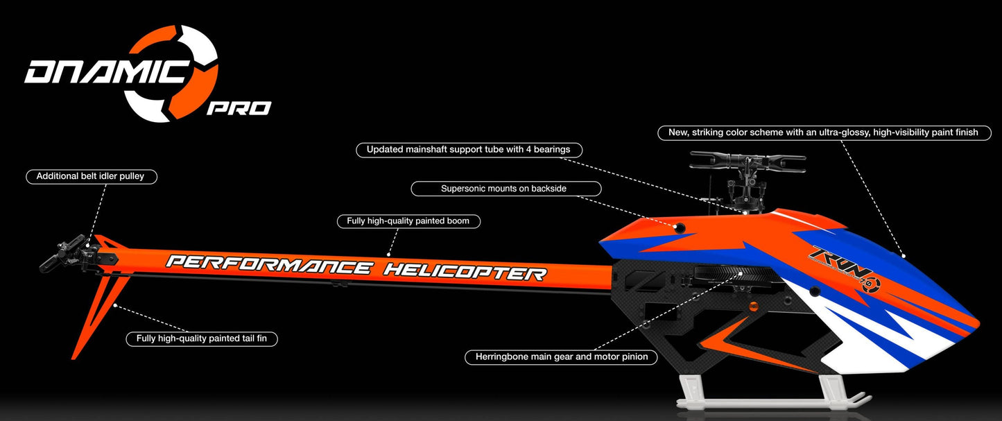 Tron 7.0 Dnamic PRO Helicopter kit Blue / Neon Orange
