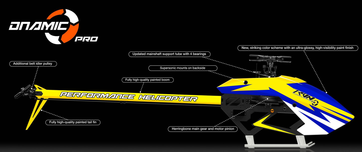 Tron 7.0 Dnamic PRO Helicopter kit Blue / Neon Yellow